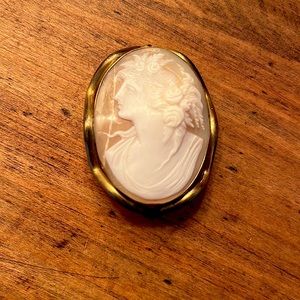 Antique brass cameo brooch